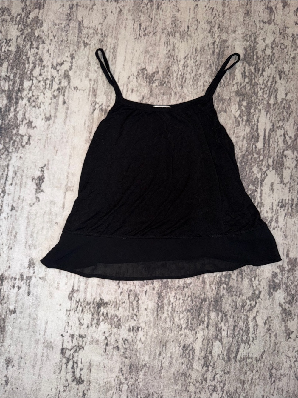 Bozzolo Black Spaghetti Strap Camisole with Layered Hem size medium